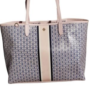 TORY BURCH PINK NAVY TOTE EUC
